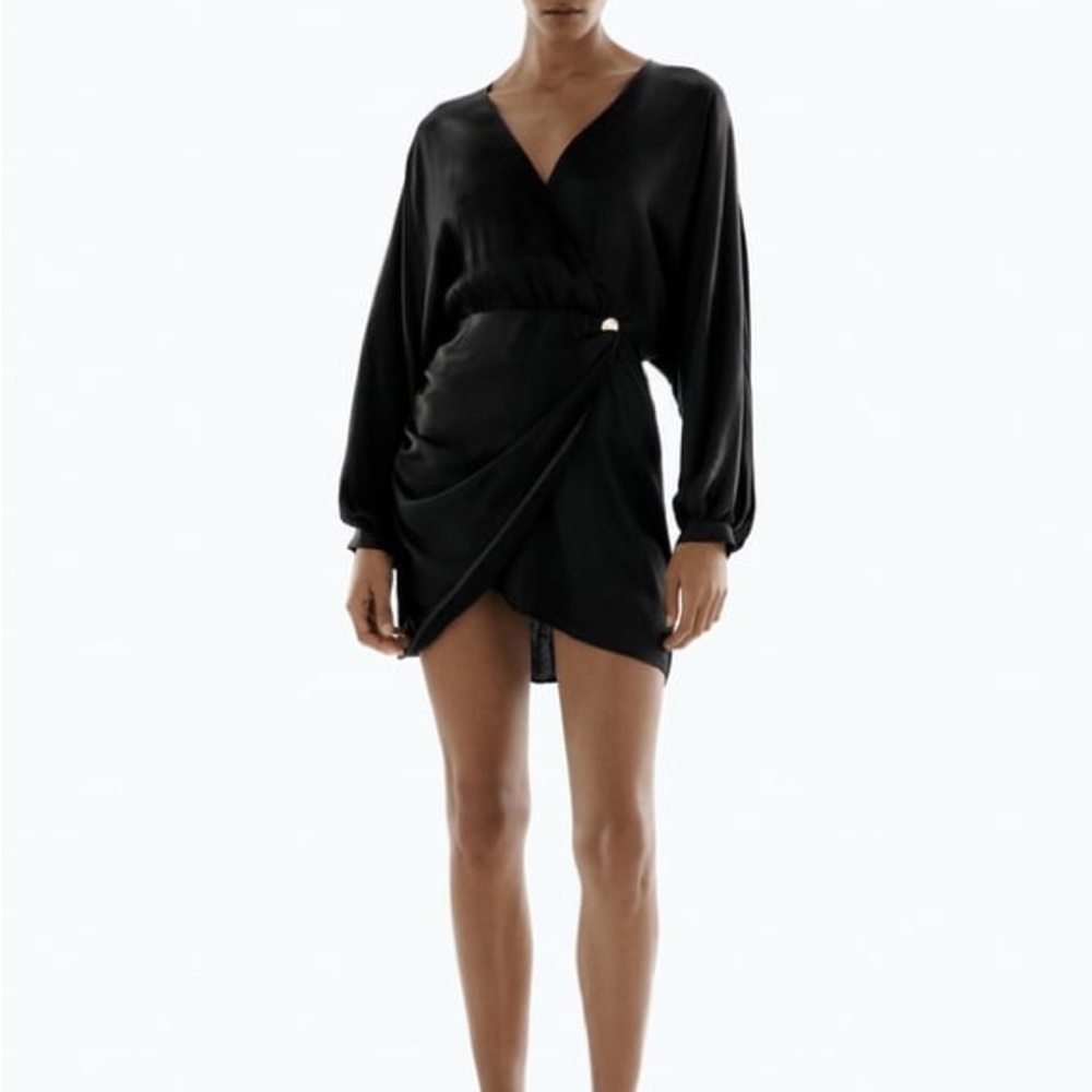 NWT ZARA SATIN EFFECT WRAP DRESS